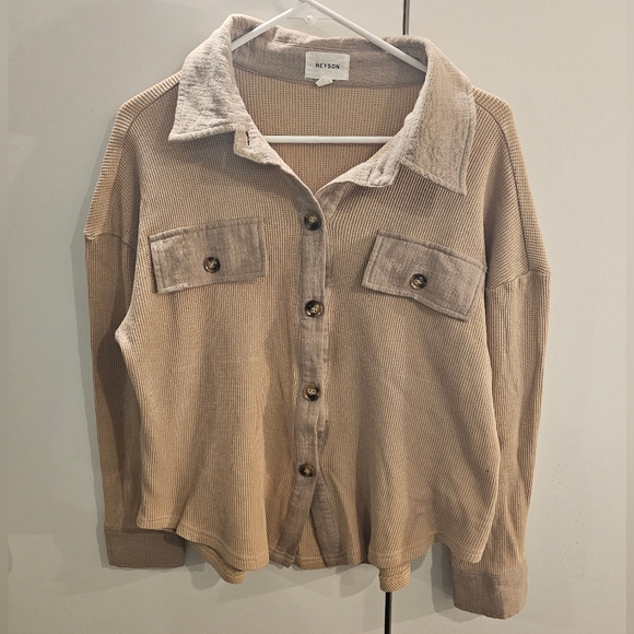 Heyson Womans Small Brown Button Down Shirt - Picture 1 of 6